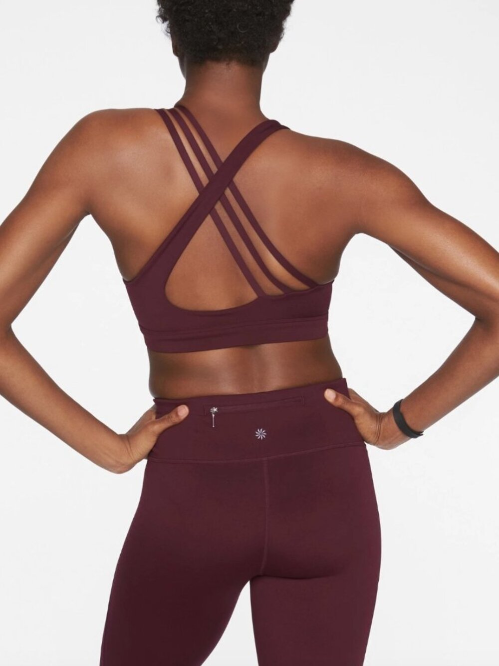 ATHLETA Run Free Sports Bra Burgundy Size S